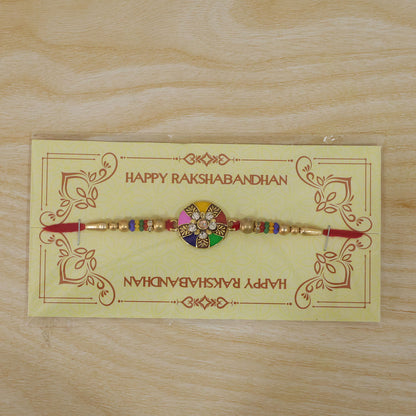The complete Multicolor Designer Rakhi with its festive and traditional appeal.