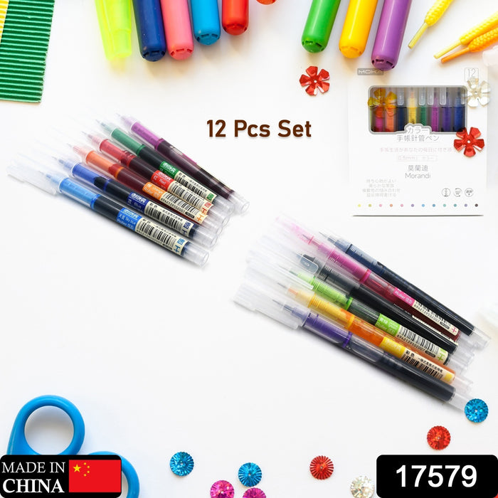 12 Color Rolling Ball Pens, Quick-Drying Ink 0.5 mm Extra Fine Point Roller ball Pens Straight Liquid Gel Ink Pens for Writing, Drawing, Journaling, Taking Notes, School Office Stationery (12 Pcs Set)