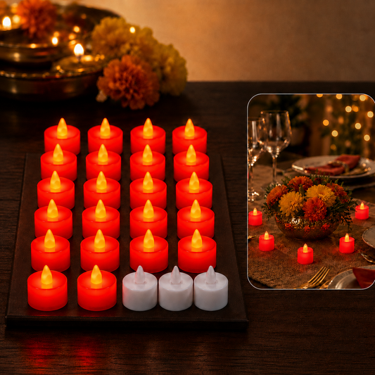 Red LED Flameless Tealight Candles – Safe & Smokeless Ambiance