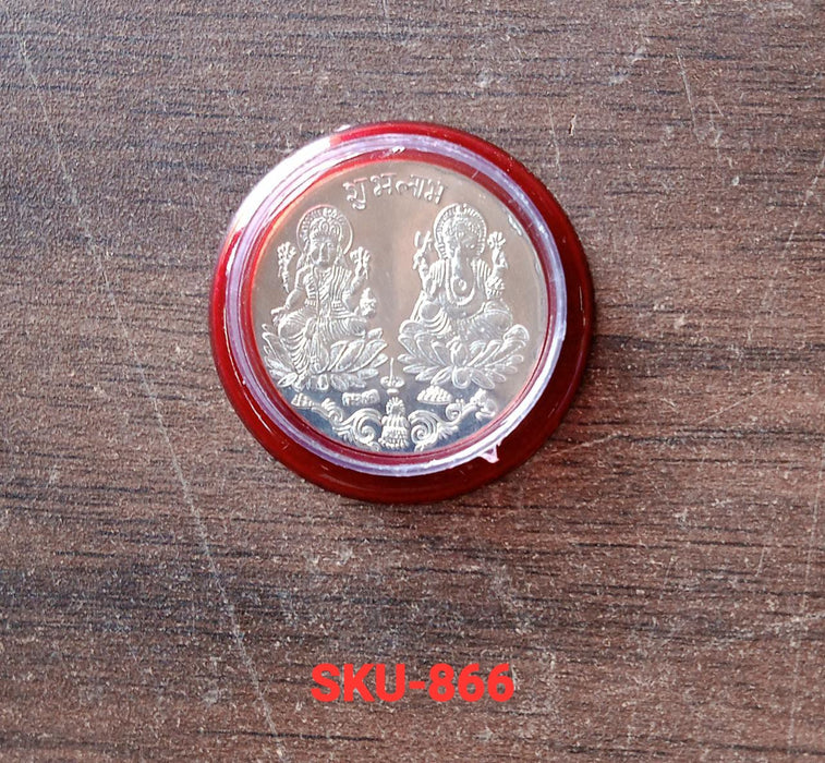 0866 Silver color Coin for Gift & Pooja (Metal is not silver)