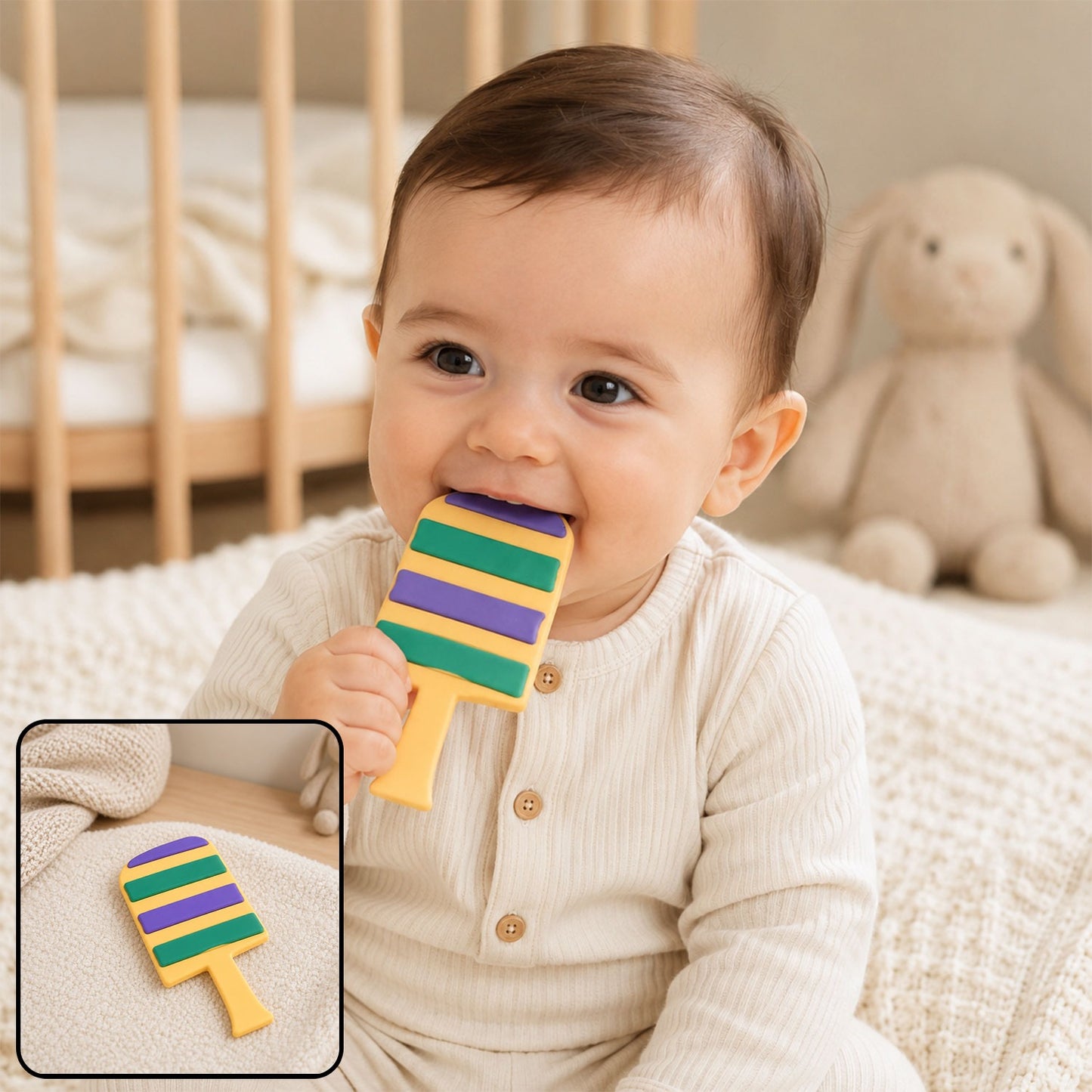 Silicone Baby Teether – Soft, BPA-Free Candy Shape | Babyova