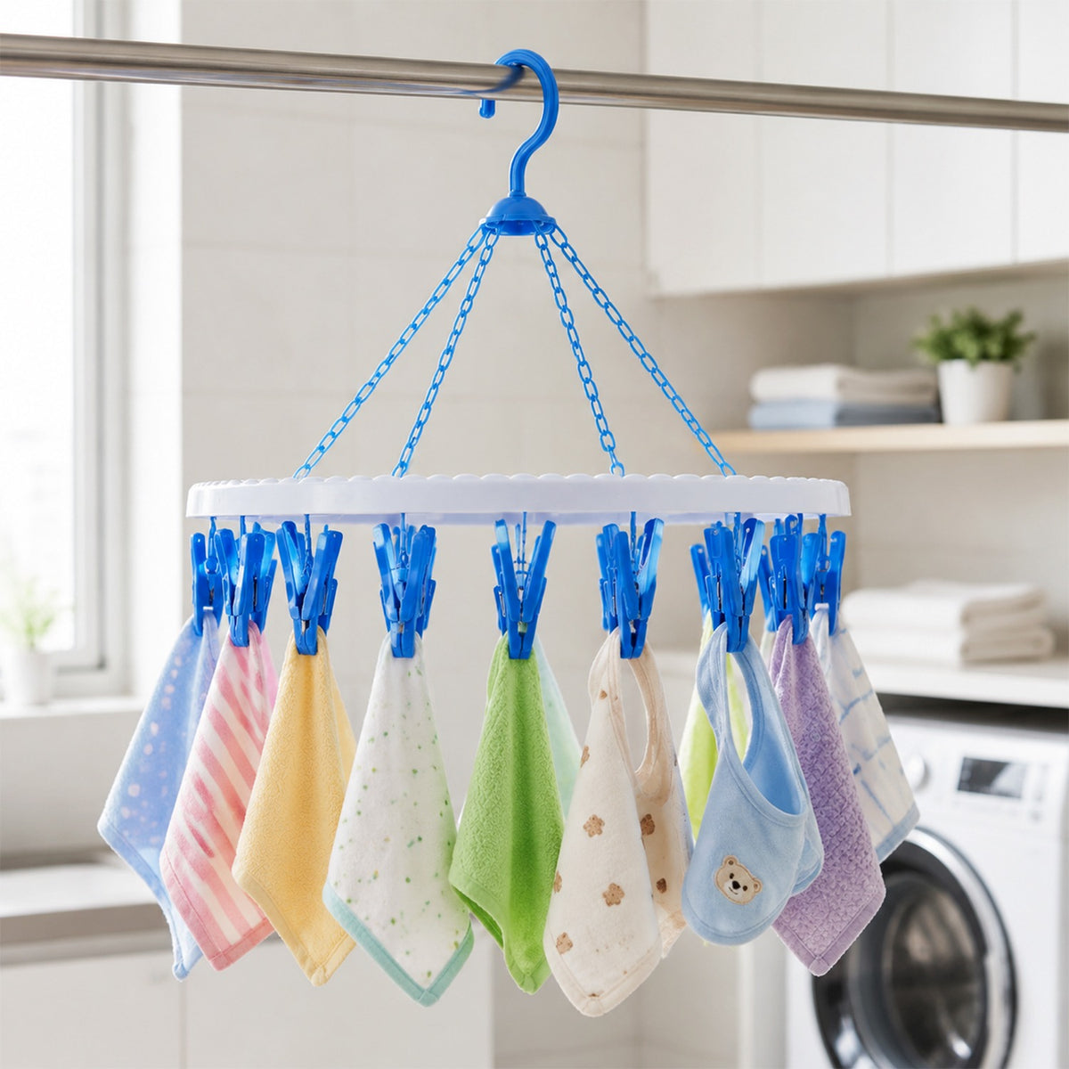 18-Clip Cloth Drying Hanger – Round Plastic for Delicates | Indo Glow