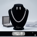Elegant American Diamond Silver Plated Necklace and Earrings Jewellery Set
