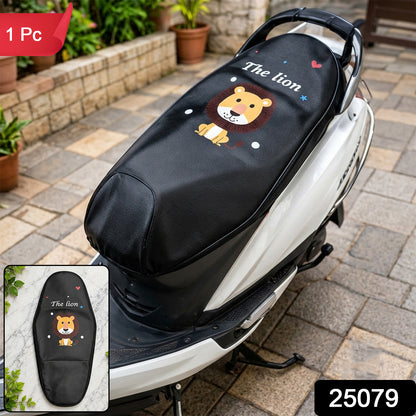 Scooter Seat Cover with Cartoon Lion Print and Elastic Edge, 60 cm (1 Pc)