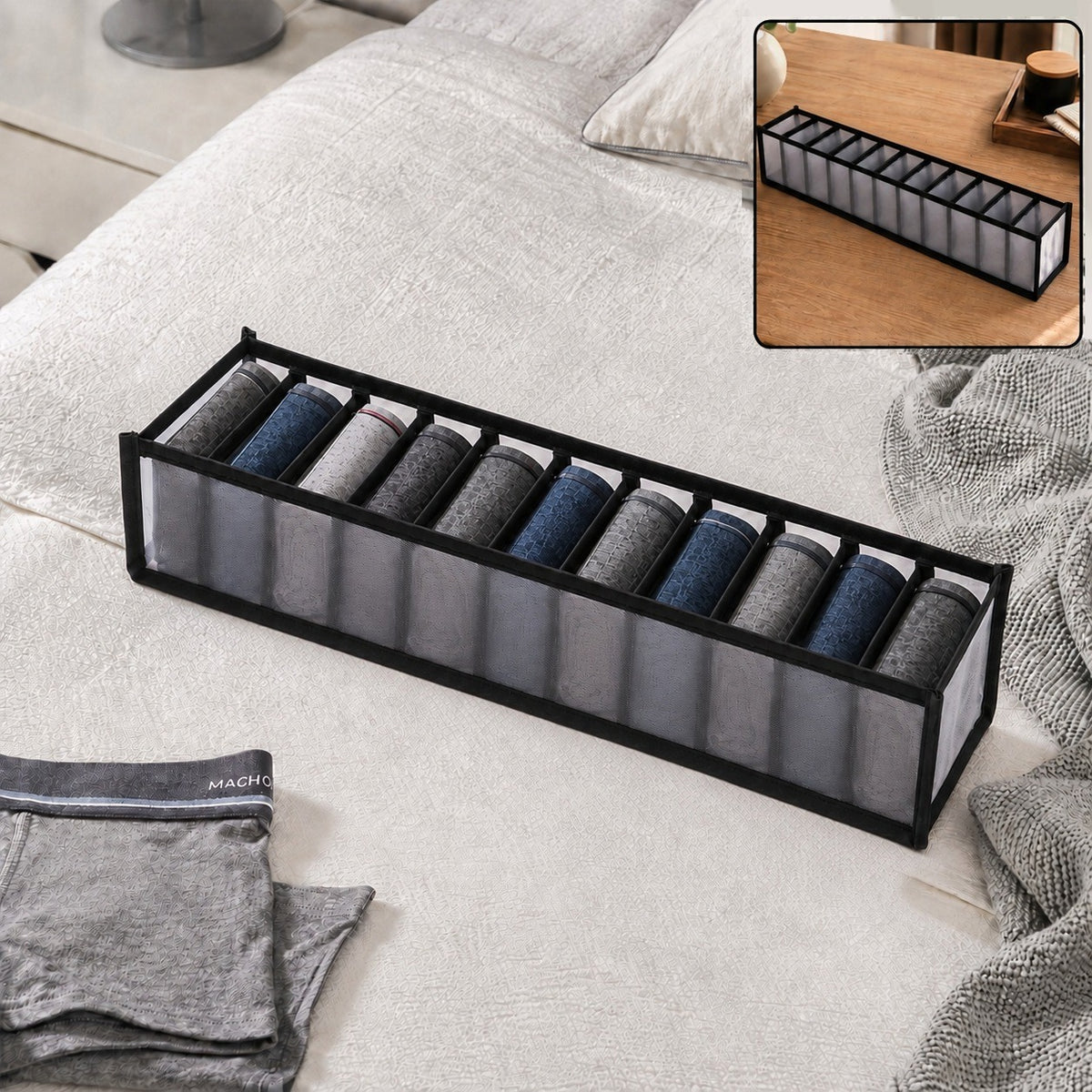 Foldable Laundry 11 Section Organizer Bag for Drawer and Wardrobe Storage (1 Pc)
