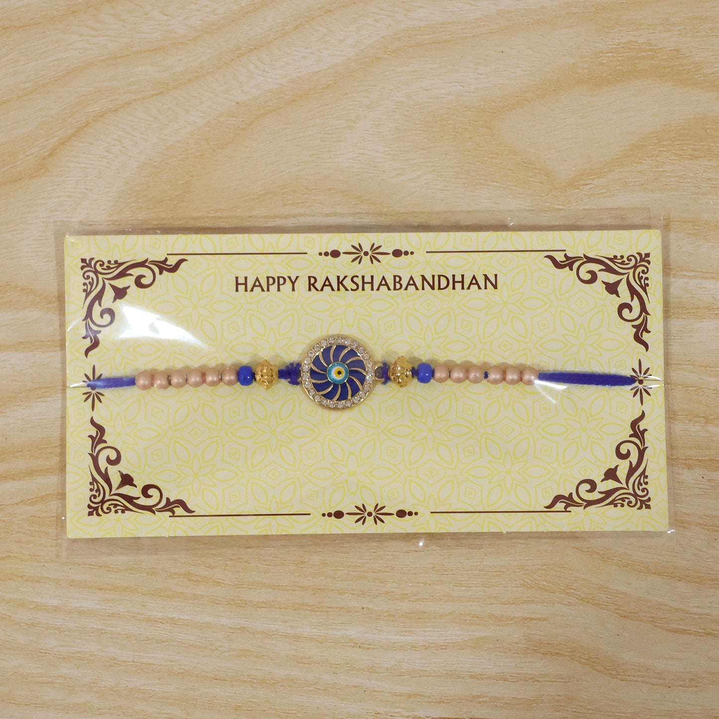 Swirl Enamel Nazar Evil Eye Studded Stylish Beads Designer Rakhi