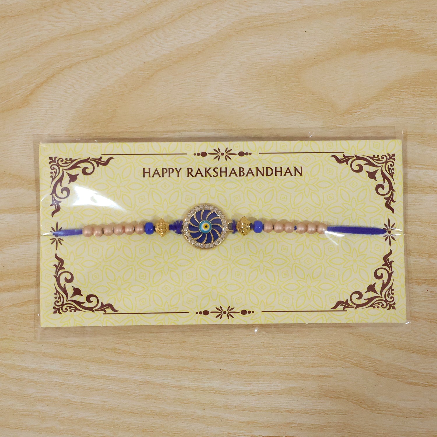 Swirl Enamel Nazar Evil Eye Studded Stylish Beads Designer Rakhi