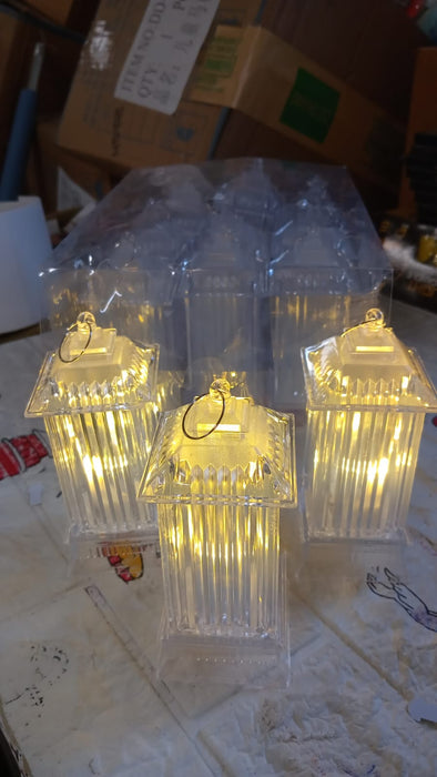 Lantern Shape Led Light Decorative LED Flickering Crystal Candle Light for Holiday Party, crylic Crystal Table Lamp Crystal Table Lamp Atmosphere Lamp Bedroom (MOQ :- 12pc)