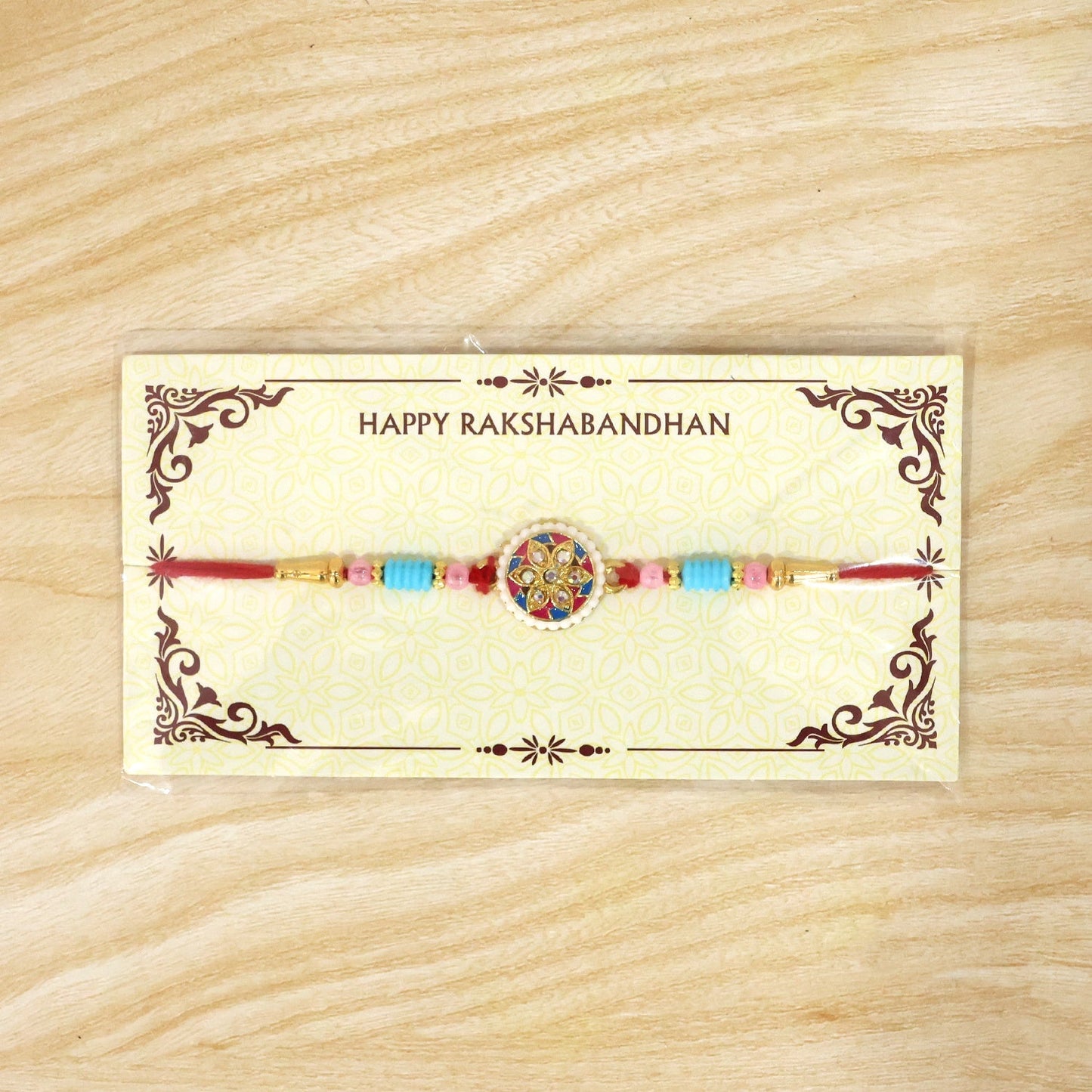 Multicolor Floral Kundan Rakhi Elegant Design for Rakshabandhan (5pcs)