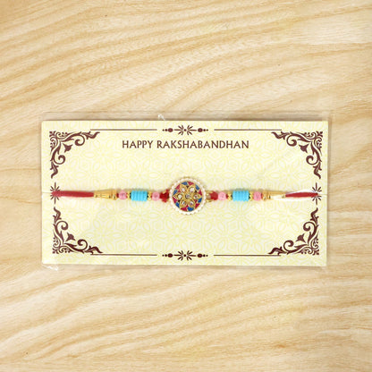 Multicolor Floral Kundan Rakhi Elegant Design for Rakshabandhan (5pcs)