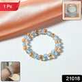 Dual-Tone Crystal Beaded Stretch Bracelet – Elegant Slip-On Design