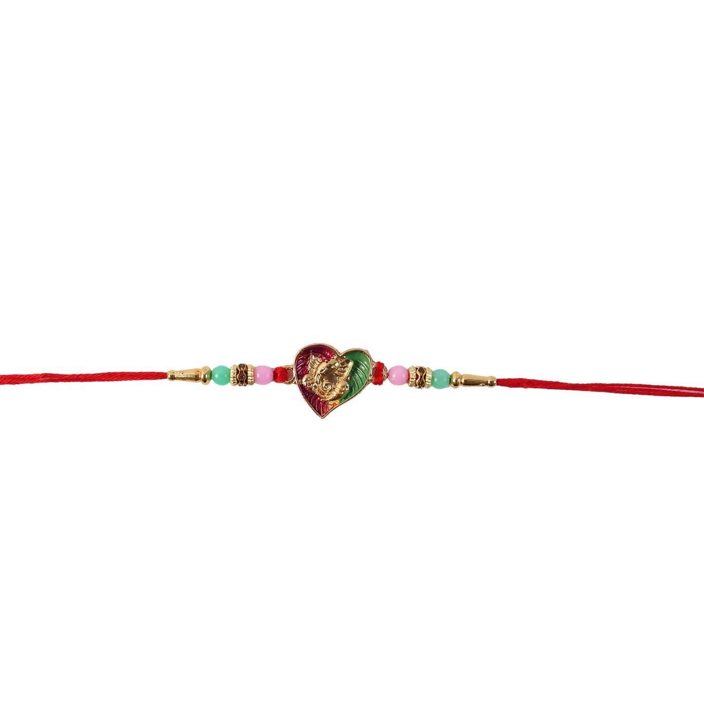 Lord Ganesha Rakhi Heart Shape Traditional for Raksha Bandhan (10pcs)