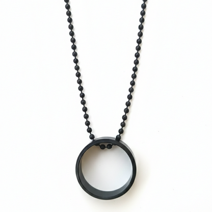 Elegant Small Black Round Shape Pendant Necklace for Men