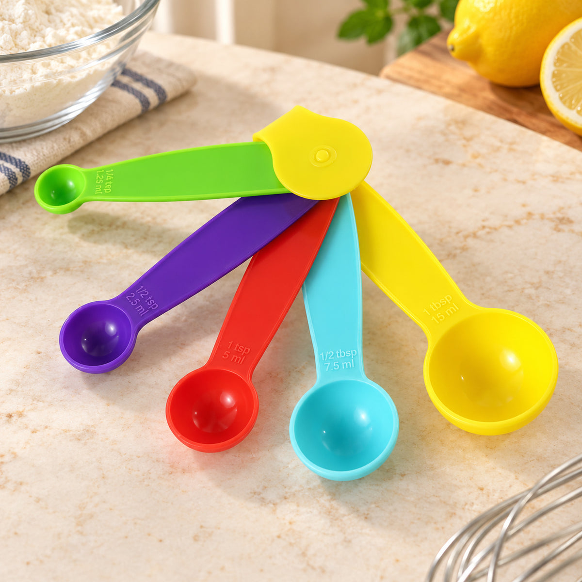 Plastic Measuring Spoons Set – 5 Pcs for Baking & Cooking | Bake & Dwell