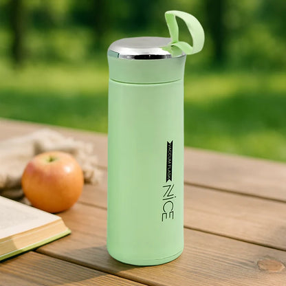 Water bottle 400ml leak proof, glass water bottle with daily water intake for gym and children, Nice Bottle (1 pc / Light Green Color)