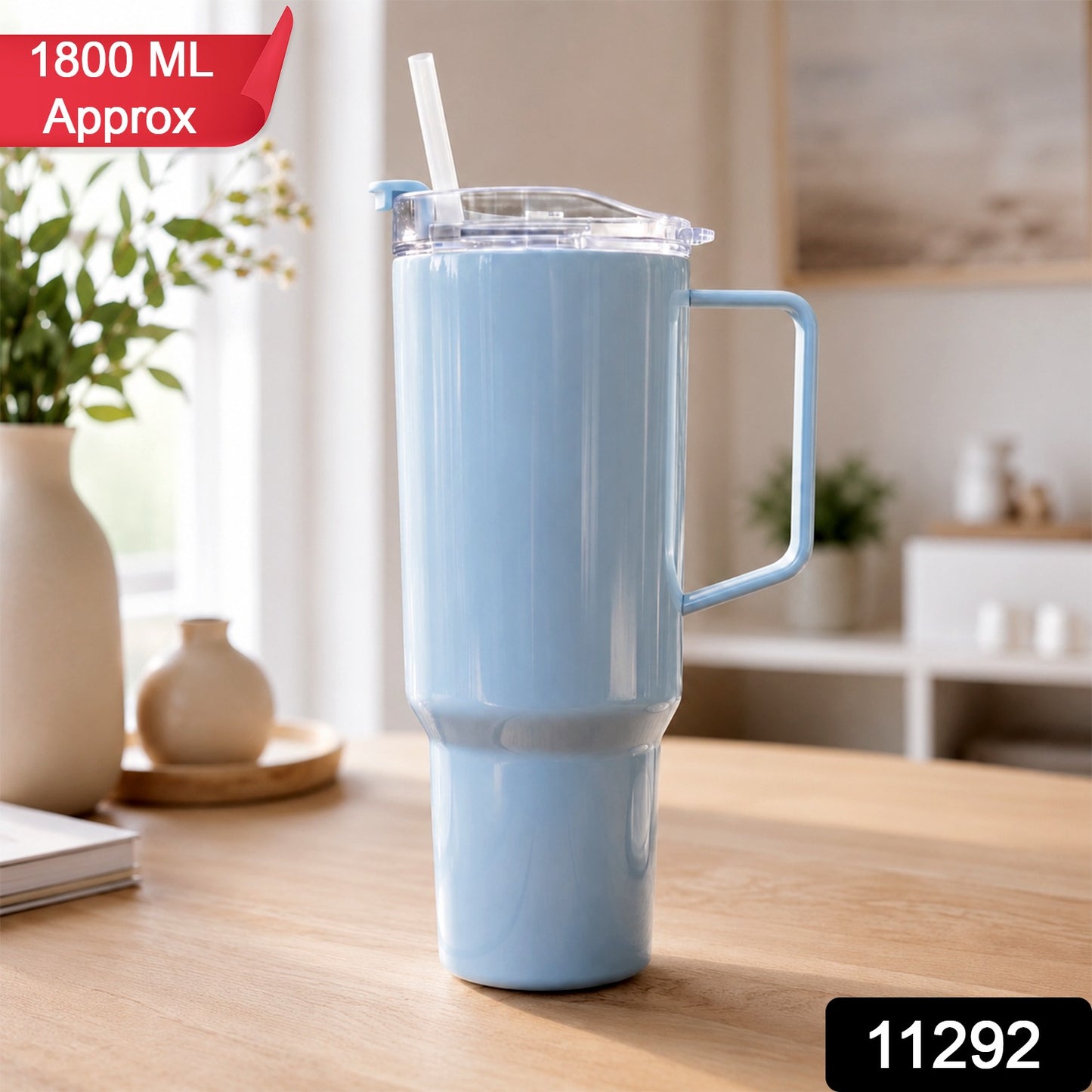 Travel Tumbler 1800 ML with Handle and Straw Lid for Journeys (1 Pc)