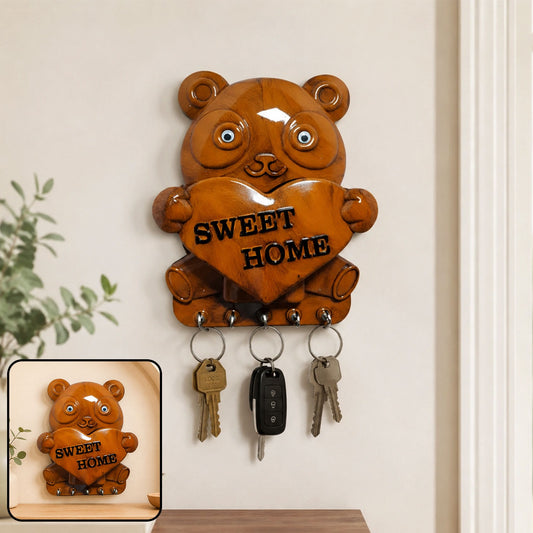Panda Key Holder – 5-Hook Wall Mount Organiser | GlimmerHome