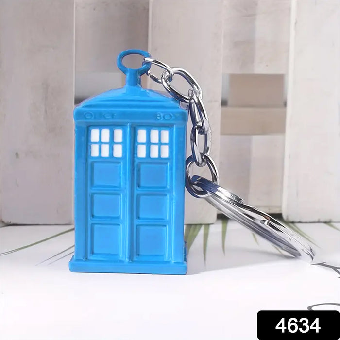 Police Booth Box Shape 3 D Metal Keychain (1 Pc)