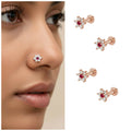 Rose Gold Flower Nosepin Studs – Combo Pack of 4 Elegant Pieces