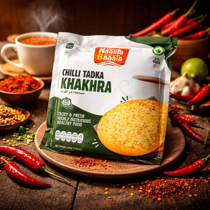 Naasta Baasta Chilli Tadka Khakhra Ready to Eat Spicy & Nutritious Snack (200gm)