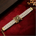 Premium traditional white moti and red color daimond stone breslet