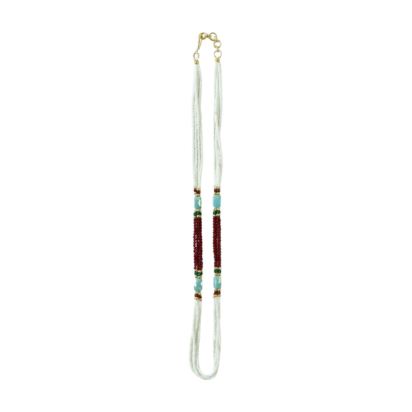 Elegant handmade pearl mala necklace detail