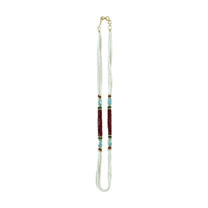 Elegant handmade pearl mala necklace detail