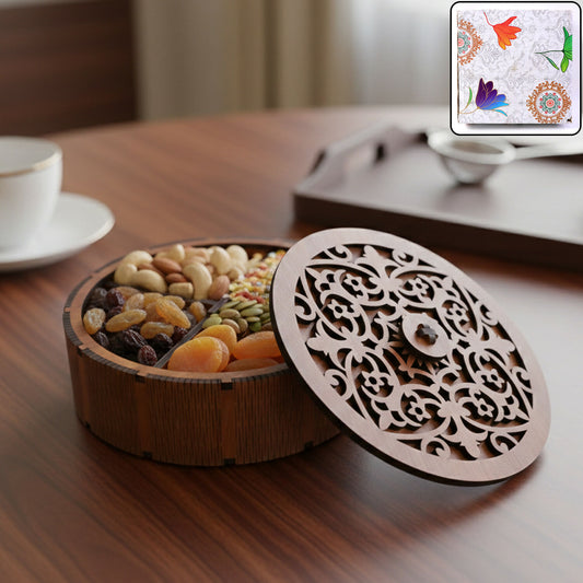 Premium Round Decorative Dry Fruit & Mukhwas Storage Box