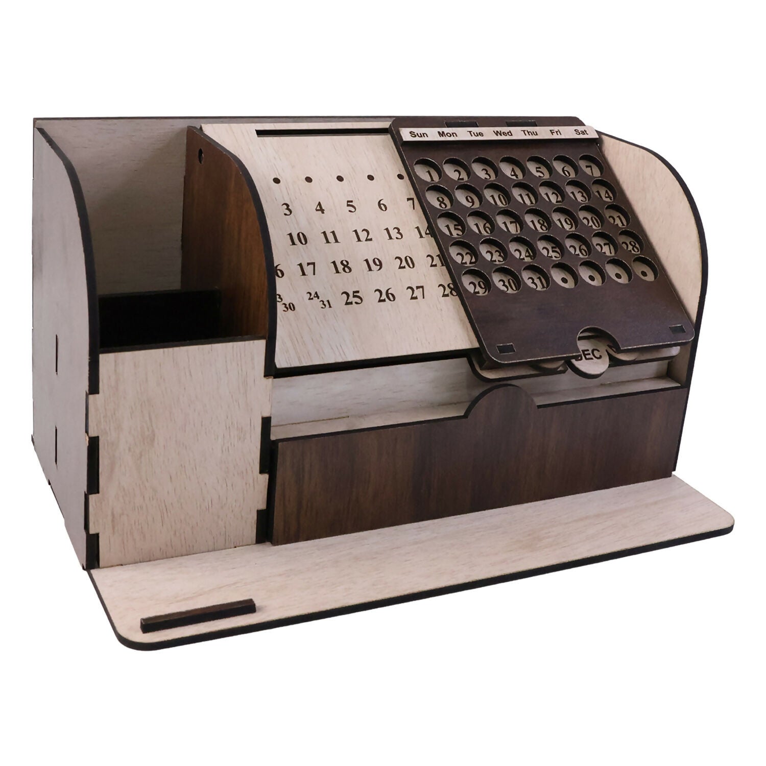 Wooden Multipurpose Desk Organizer Stand With Calendar – Standard Size