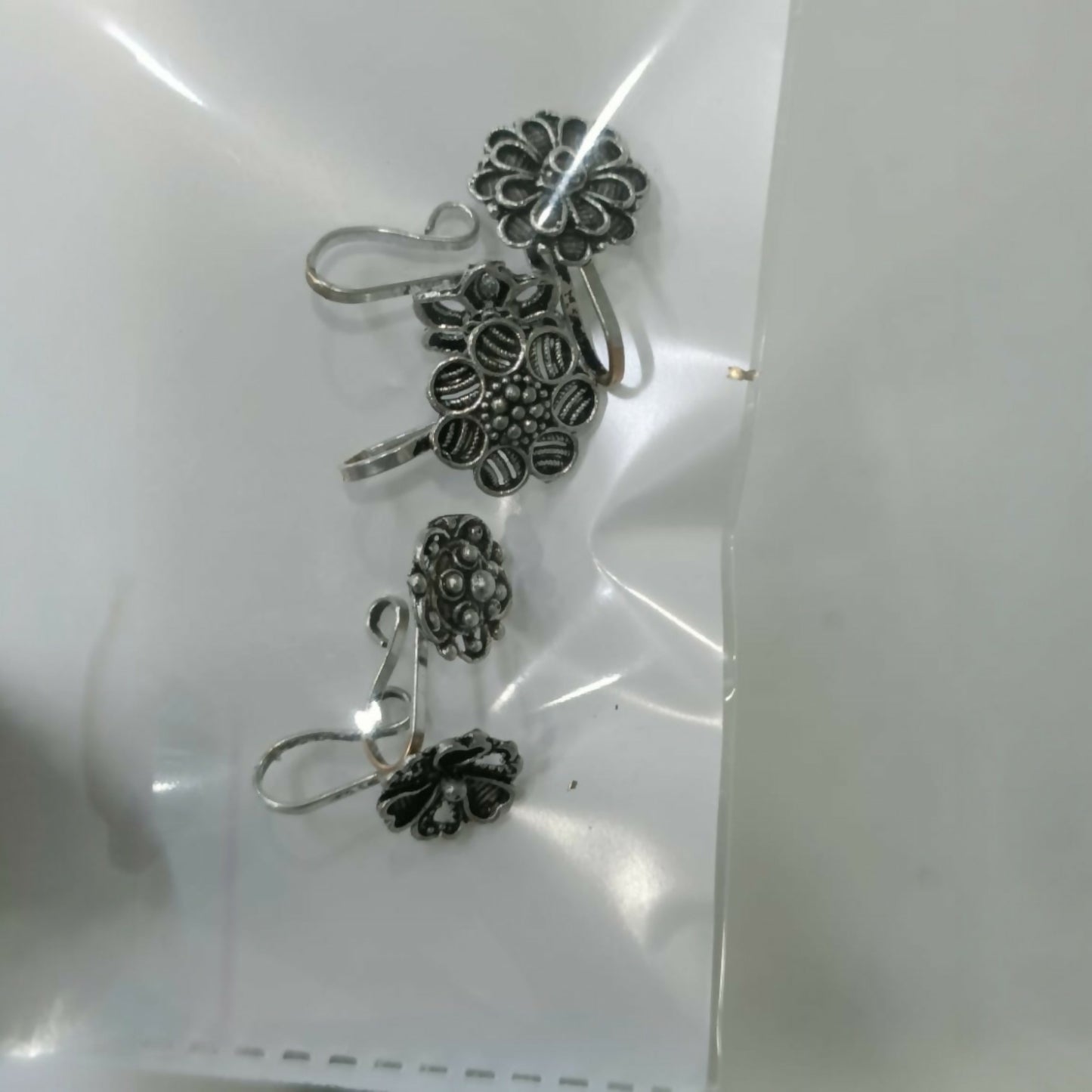 Vintage Style Oxidized Flower Nose Pins for Women & Girls – Set of 5