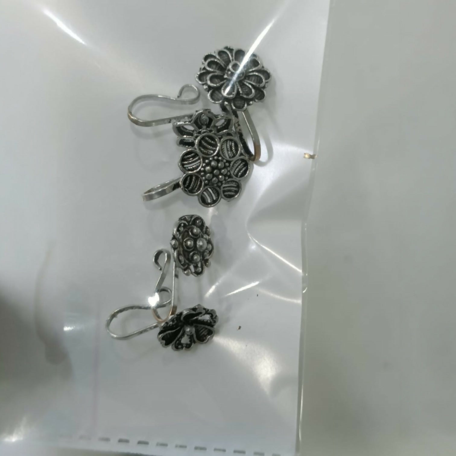 Vintage Style Oxidized Flower Nose Pins for Women & Girls – Set of 5