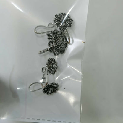 Vintage Style Oxidized Flower Nose Pins for Women & Girls – Set of 5