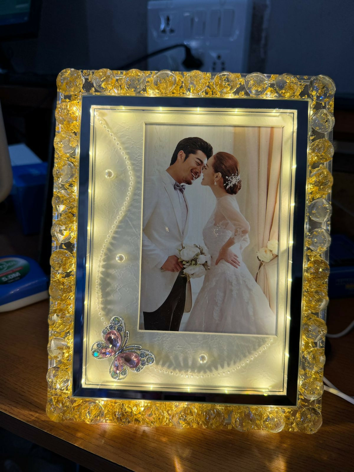 LED Crystal Photo Frame with Light Decorative Table Frame