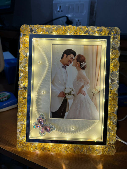 LED Crystal Photo Frame with Light Decorative Table Frame