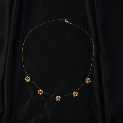 Ruby Floral Swirl Station Necklace with Diamond Detailing and Elegant Finish