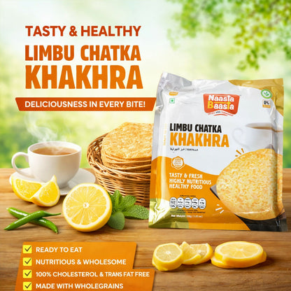 Naasta Baasta Limbu Chatka Khakhra Ready to Eat Tangy & Healthy Snack (200gm)