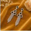 Black Stone Crystal Drop Earrings for Women Elegant Party Wear Jewellery