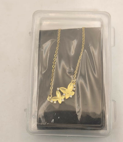 Dainty Double Butterfly AD Gold-Plated Necklace For women and girls