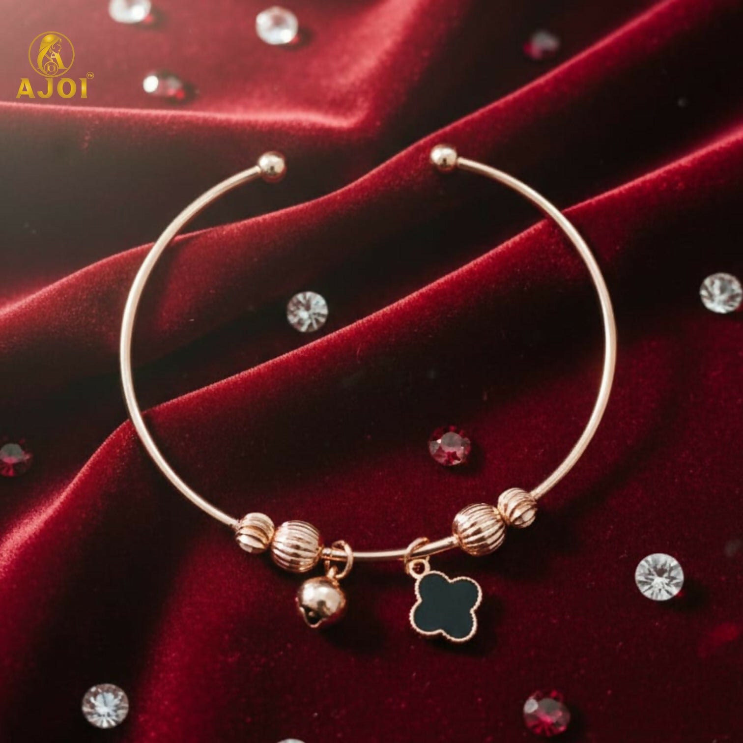 Adjustable Rose Gold Plated Charm Bracelet