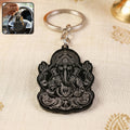 Lord Ganesha Black Stainless Steel Devotional Keychain | Premium Metal Key Ring Gift