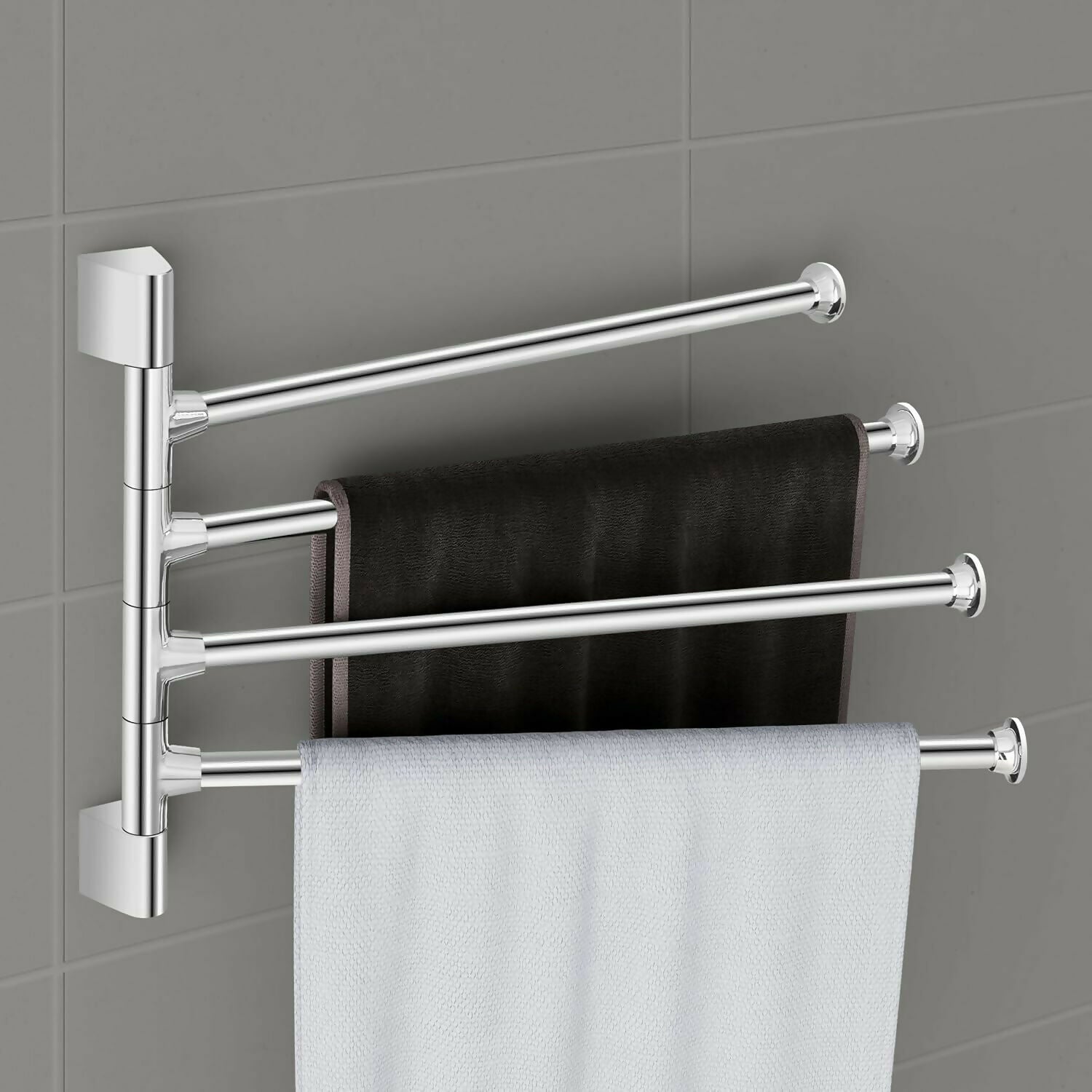 Premium Glossy Stainless Steel Wall Mounted 4 Rod Towel Holder Rack