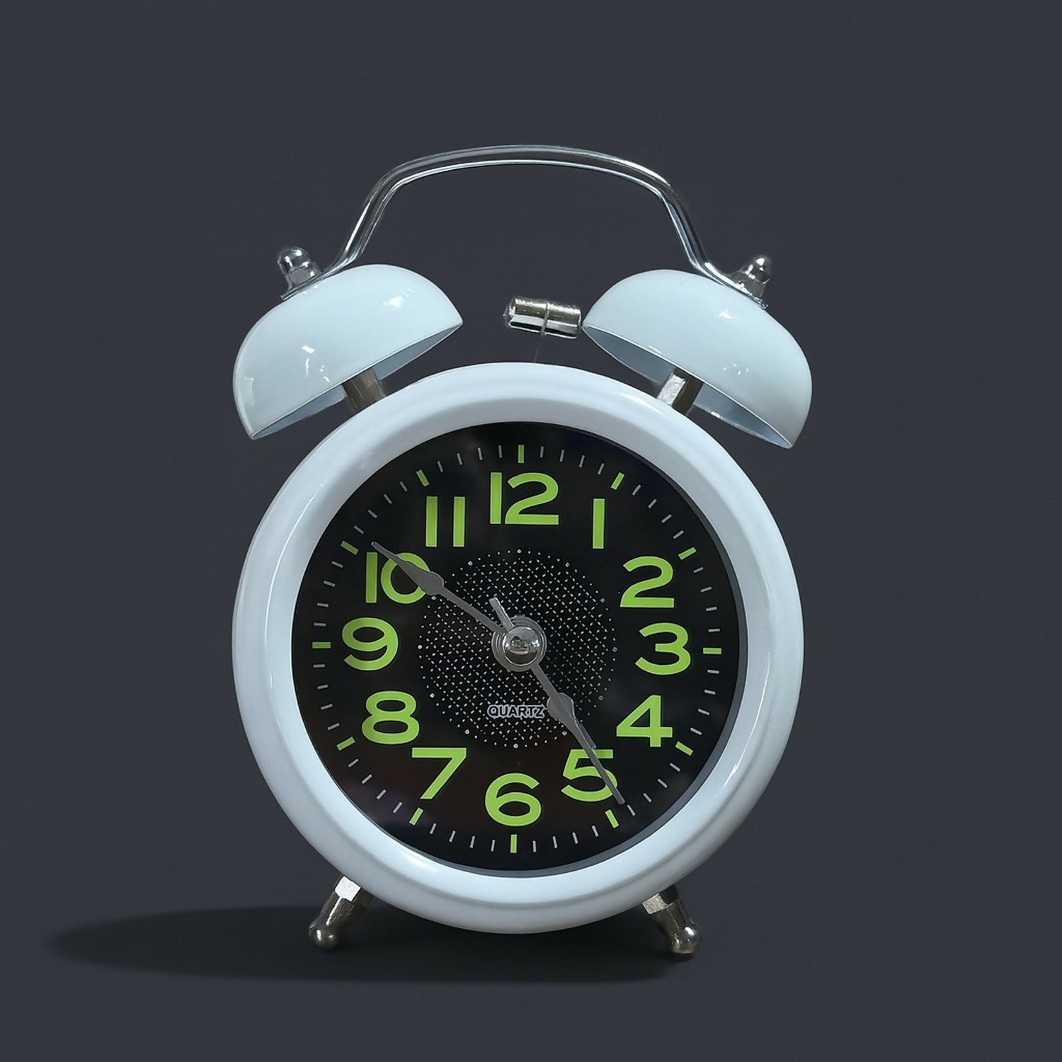 White Vintage Twin Bell Analog Alarm Clock for Bedside & Study Table