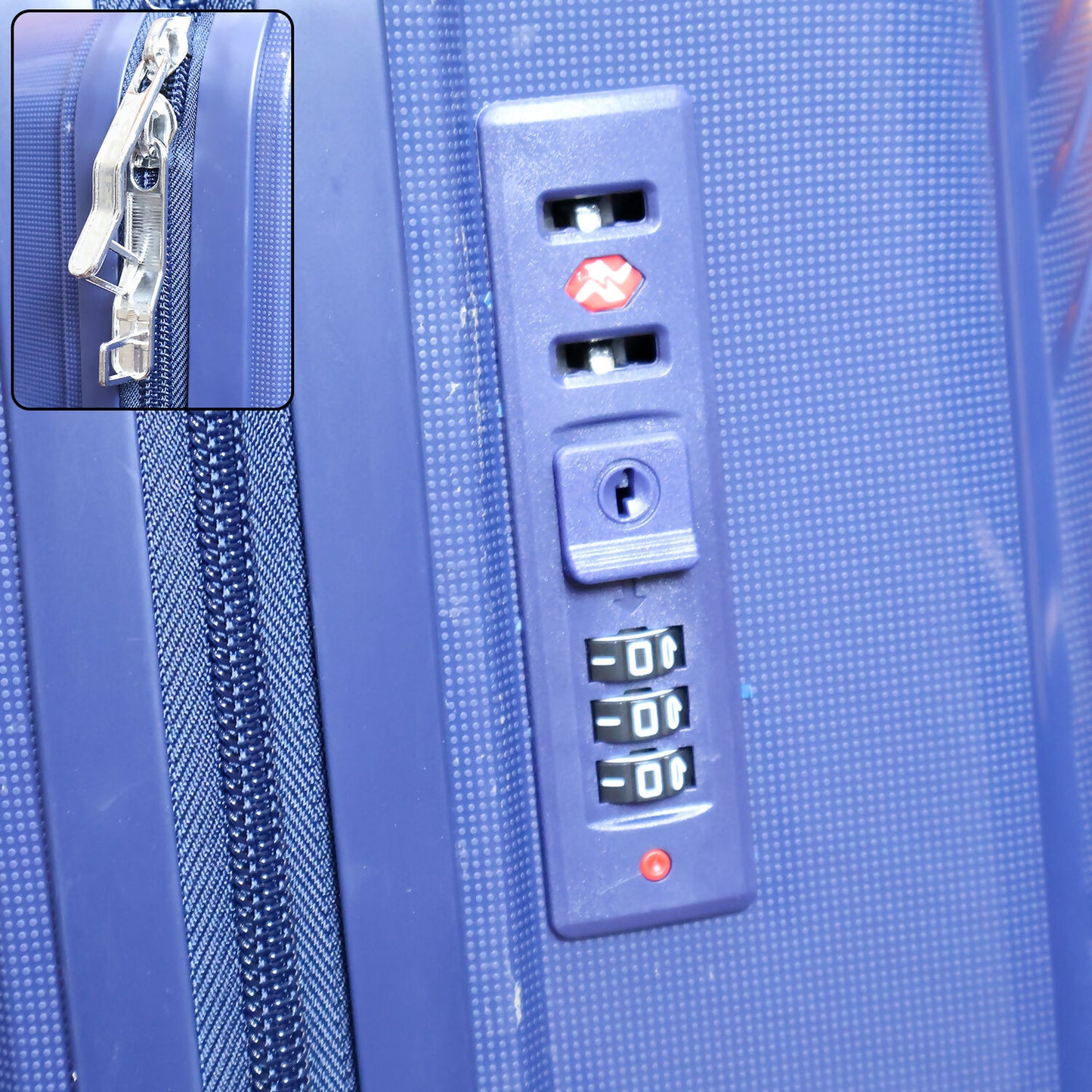 Dark Blue Hard Shell Cabin Trolley Suitcase with Telescopic Handle & 8 Wheels