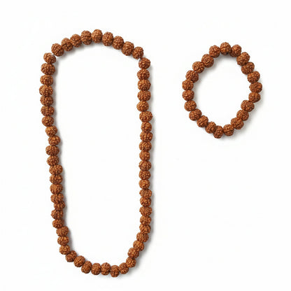 Traditional Rudraksha Mala with Matching Bracelet Combo