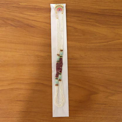 Traditional ethnic pearl mala necklace display