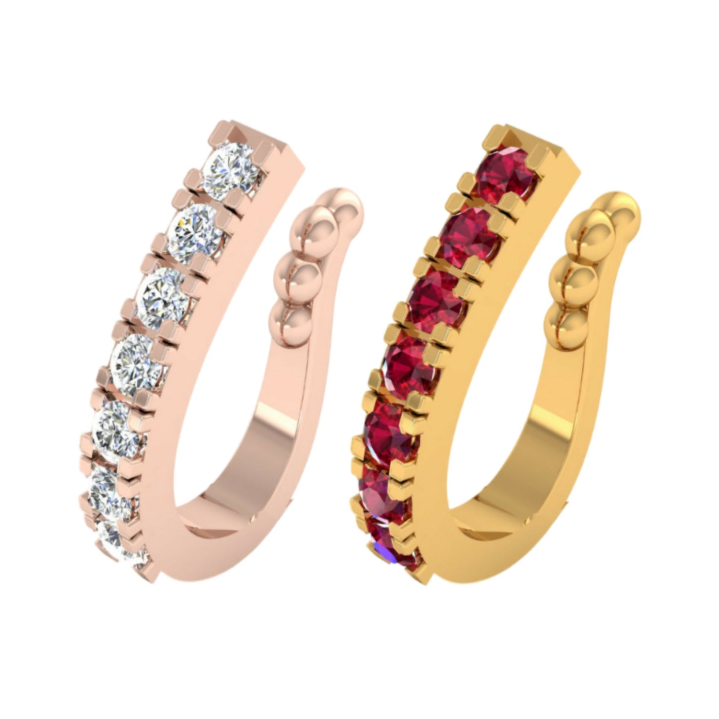 Gold Plated Non-Pierced Nose Ring Pin Set for Women Combo Pack of 2