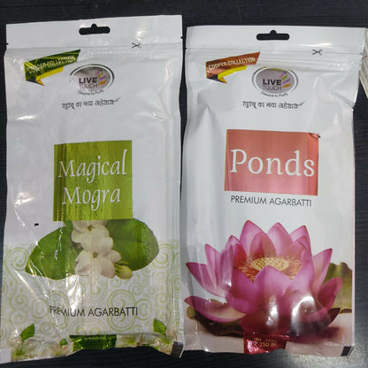 Premium Agarbatti Combo Magical Mogra & Ponds Fragrance (2 Packs of 250gm)