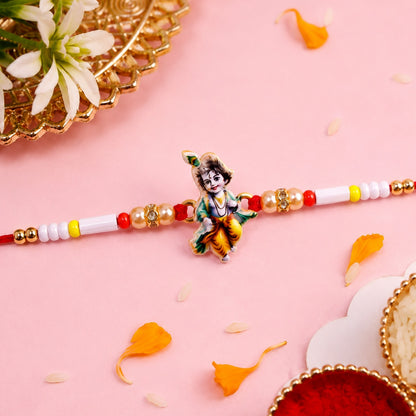 Krishna Idol Beads Rakhi – Lightweight & Traditional for Rakshabandhan
