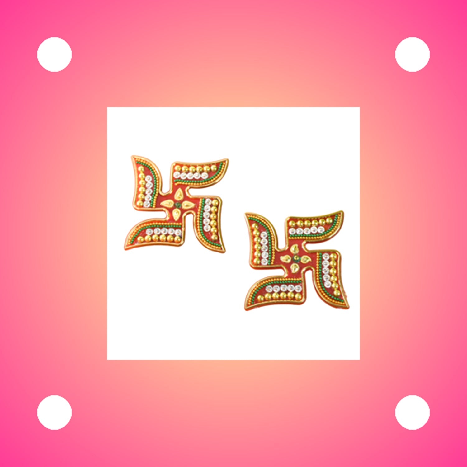 Swastik Decorative Sticker – Traditional Acrylic Pooja Décor Set
