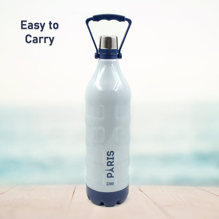 Plastic Sports Insulated Water Bottle with Handle Easy to Carry High Quality Water Bottle, BPA-Free & Leak-Proof! for Kids' School, For Fridge, Office, Sports, School, Gym, Yoga (1 Pc, 1500ML & 2200ML)